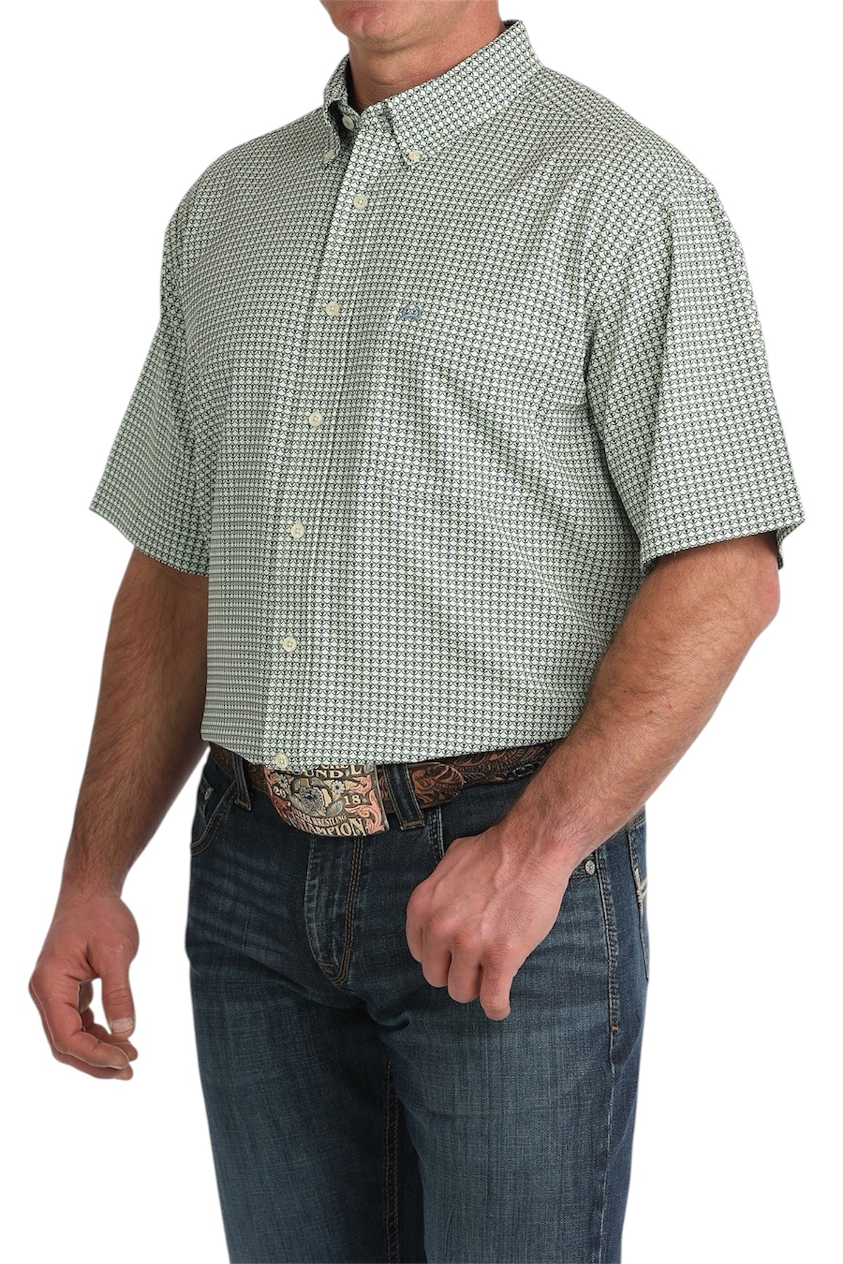 Men's Cinch Arenaflex Green Print Shirt