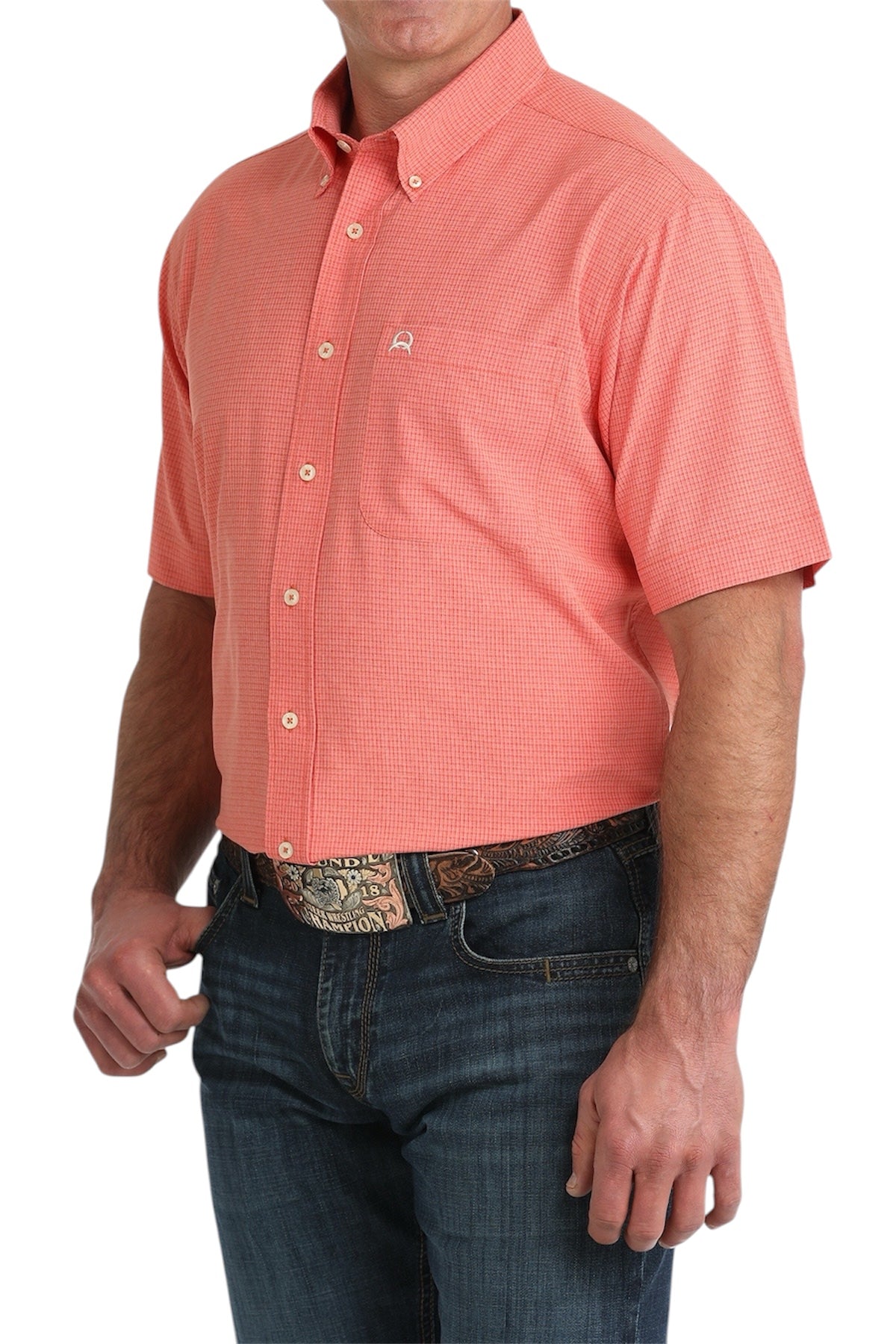 Men's Cinch Orange Plaid Arenaflex Shirt