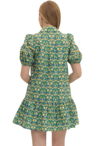Ladies Kelly Green Floral Dress