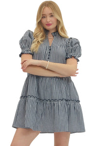 Ladies Nave Gingham Dress