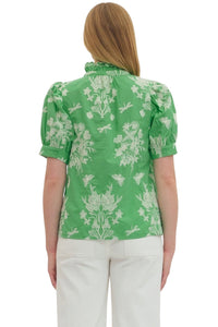 Ladies Kelly Green Embroidered Top
