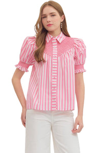 Ladies Pink Stripe Top