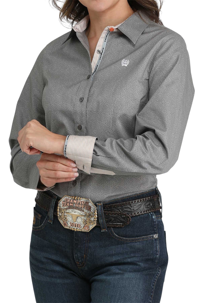 Ladies Cinch Grey Petite Paisley Western Shirt