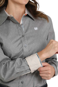 Ladies Cinch Grey Petite Paisley Western Shirt