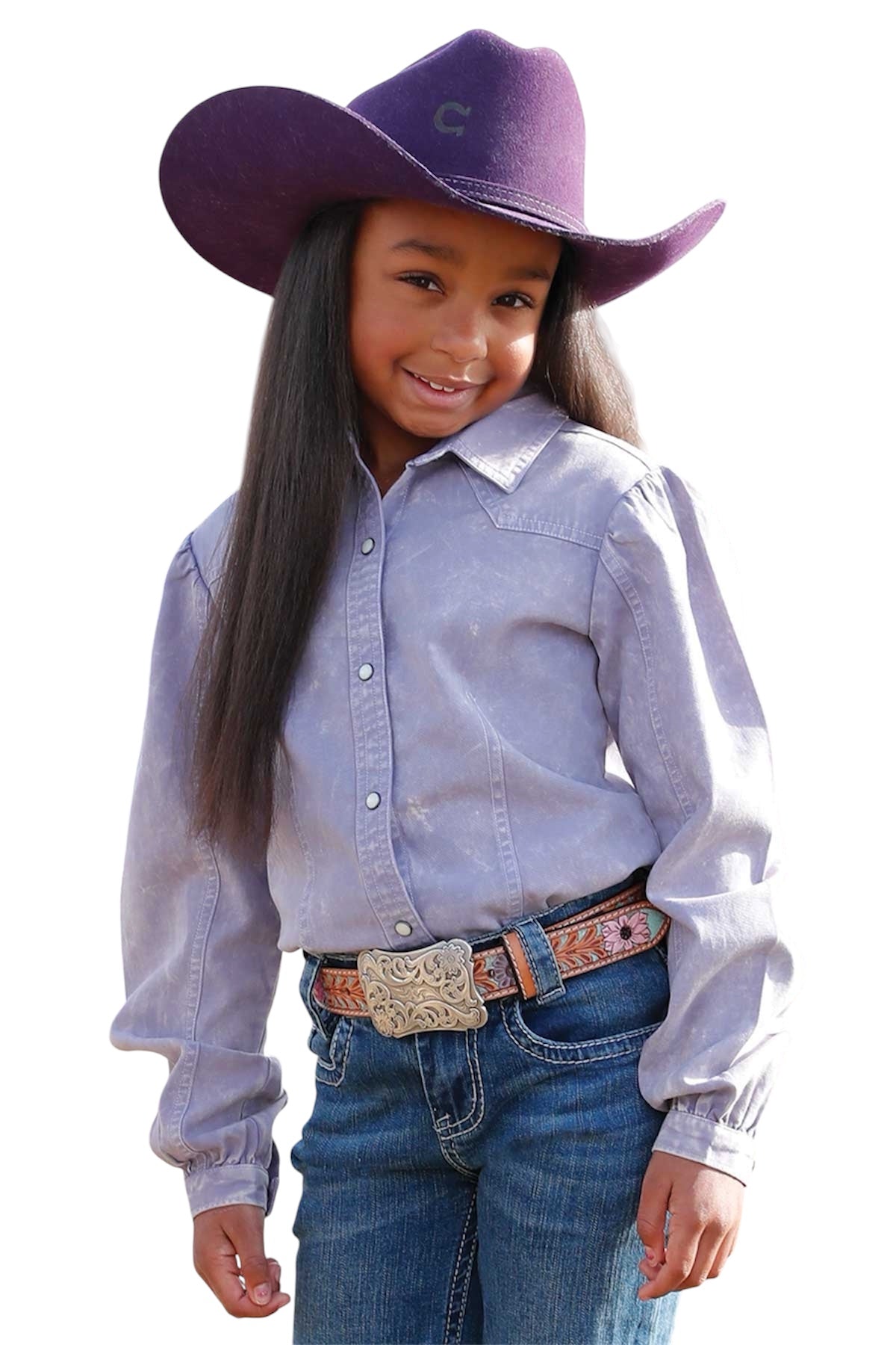 Girl's Cruel Girl Lavender Pearl Snap Shirt