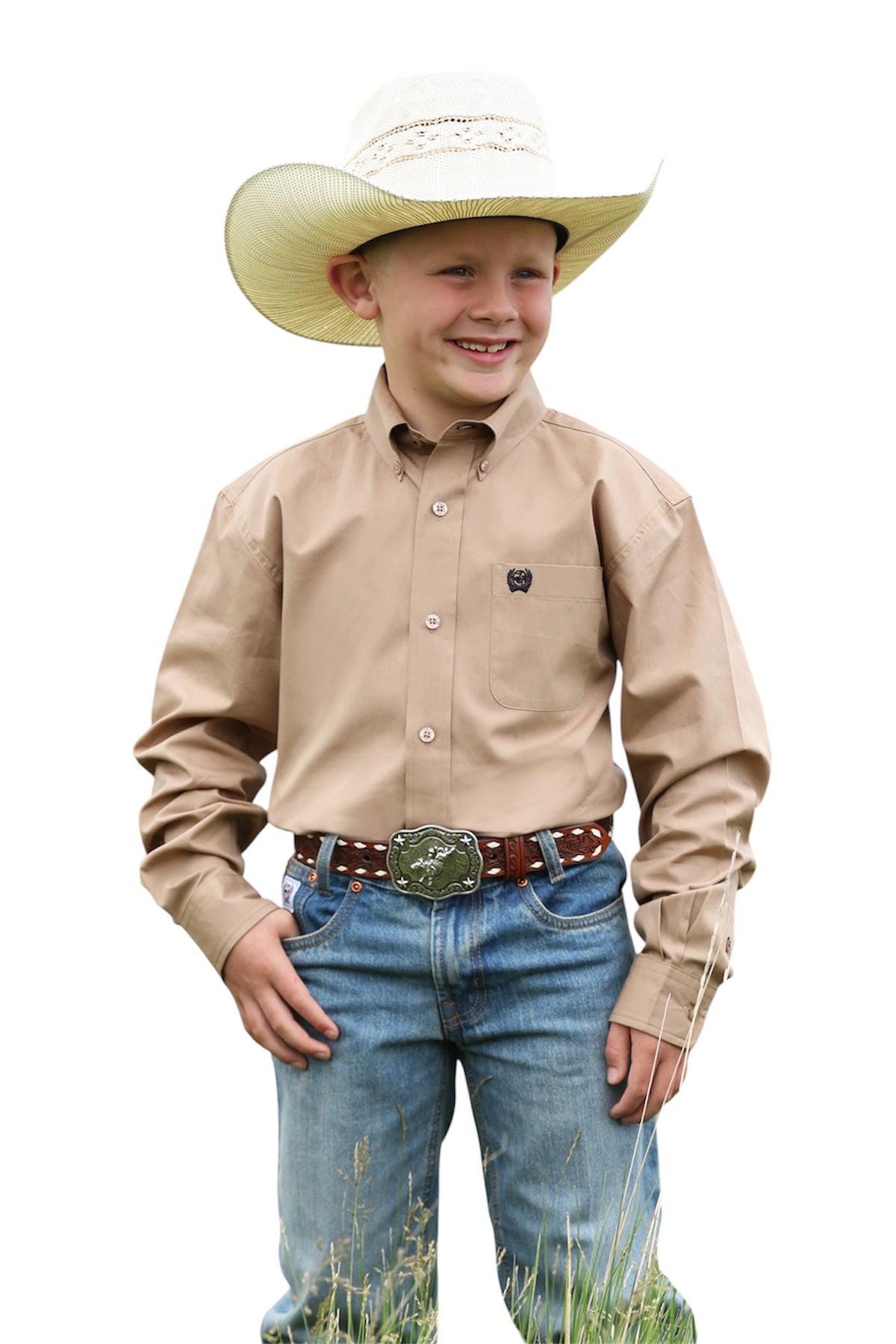 Boy's Cinch Khaki Solid Shirt