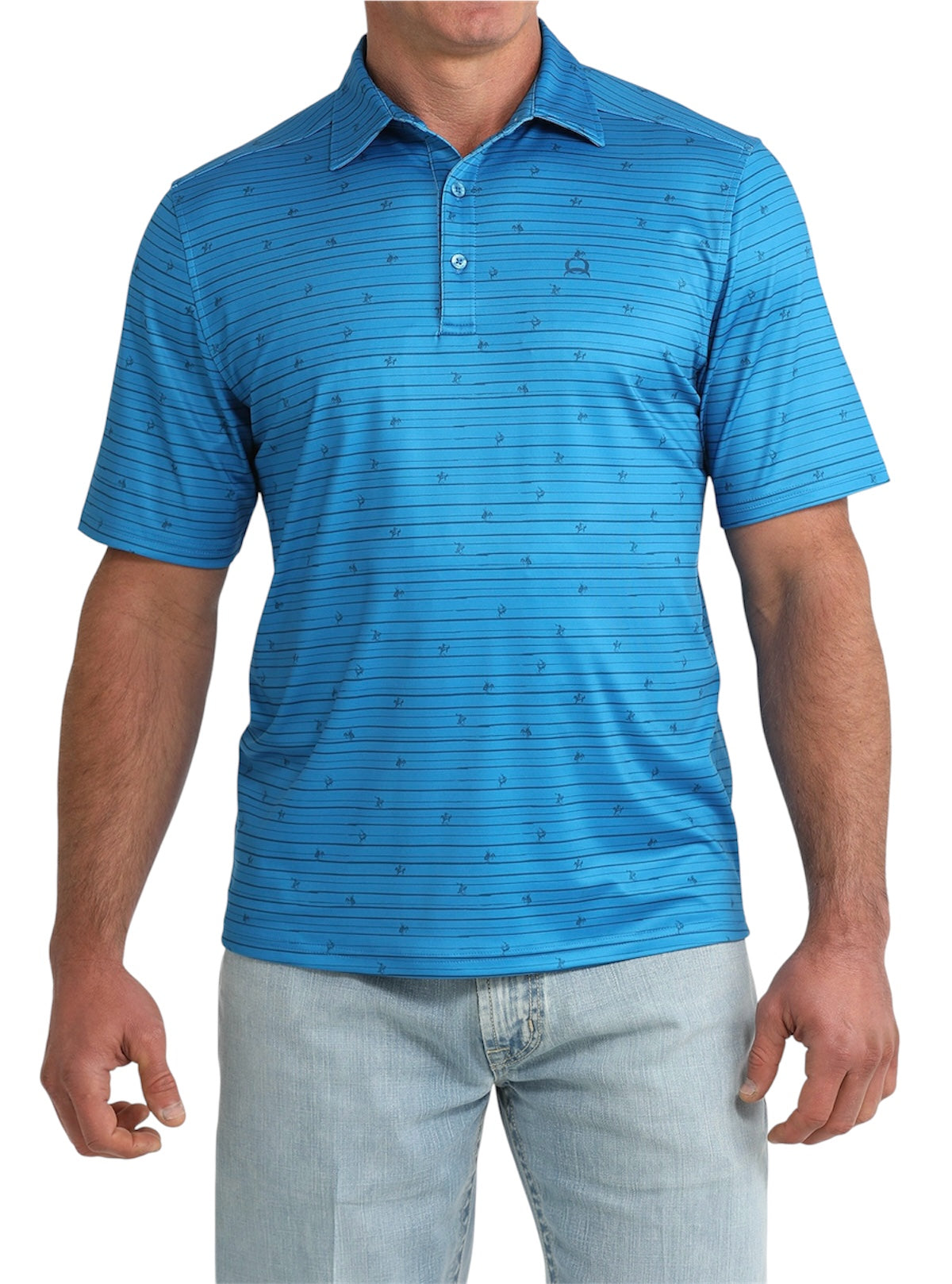 Men's Cinch Blue Stripe Horse Polo