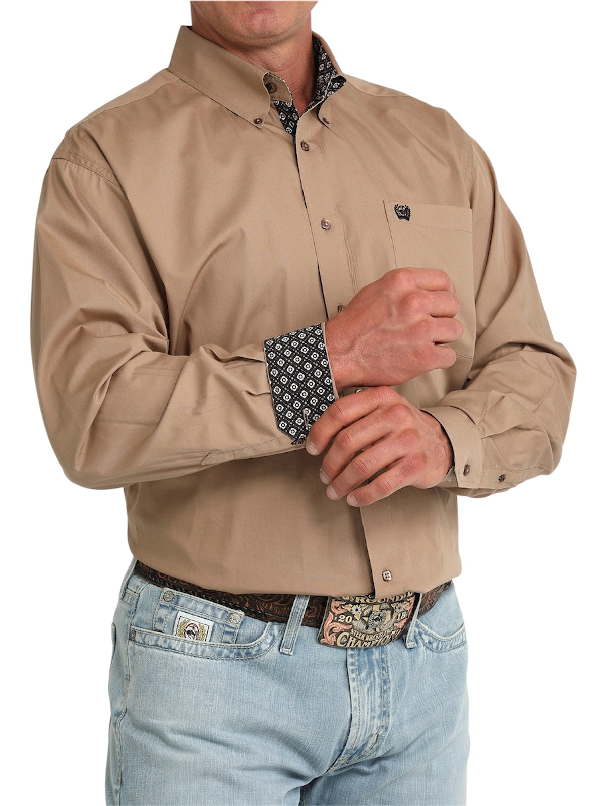 Men's Cinch Solid Khaki Western Shirt