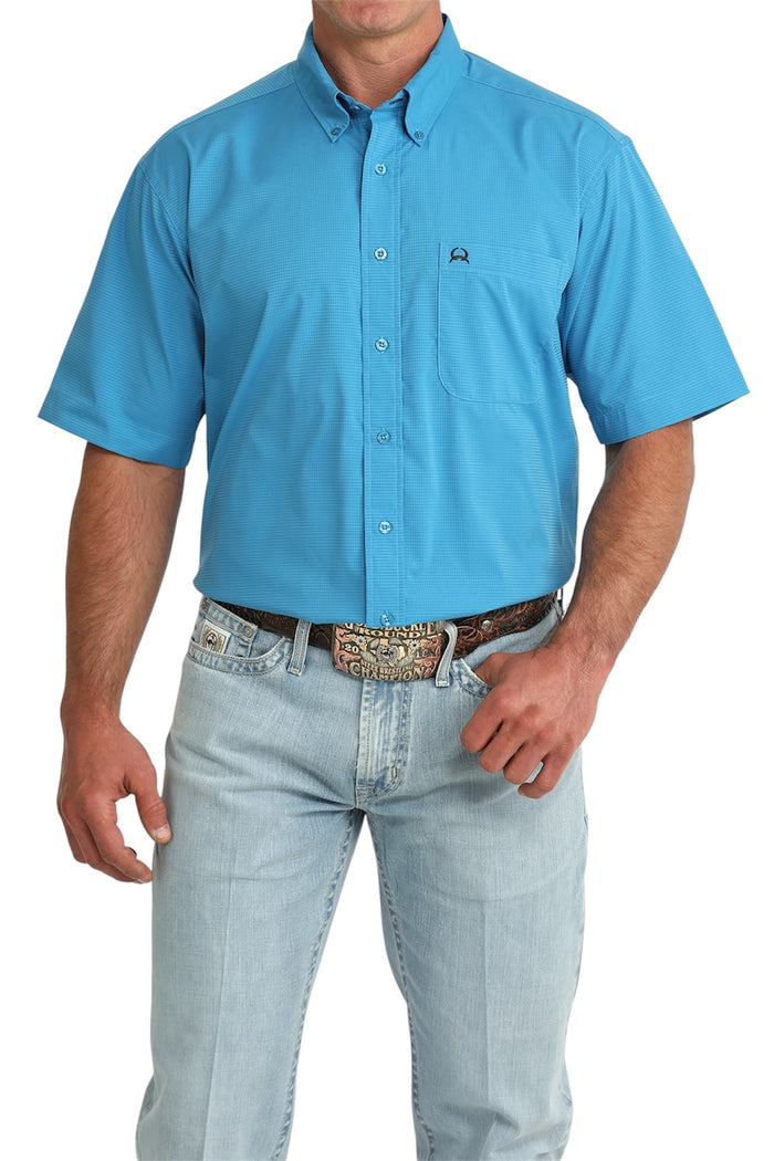 Men's Cinch Solid Blue Arenaflex Short Sleeve Shirt