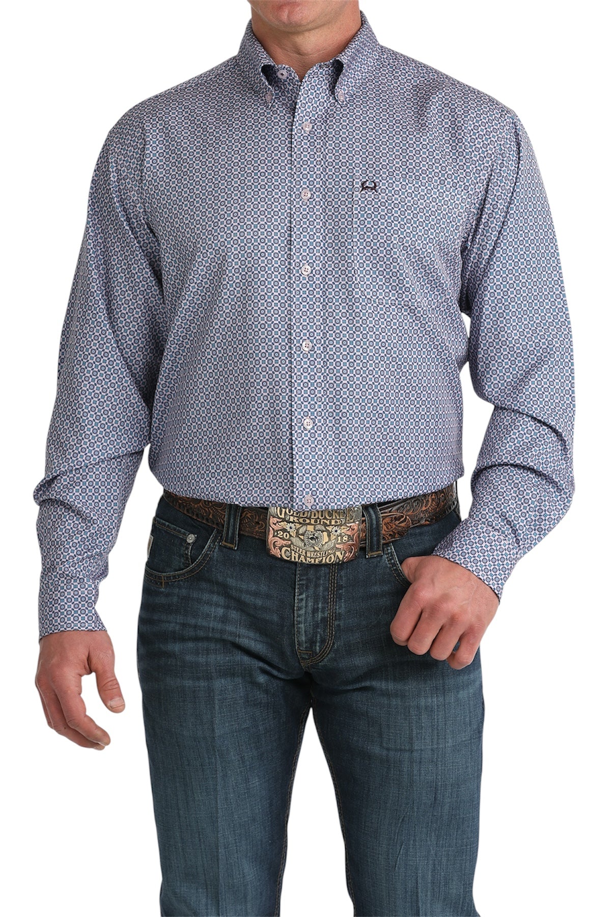 Men’s Cinch Blue/Lilac Pattern Western Shirt