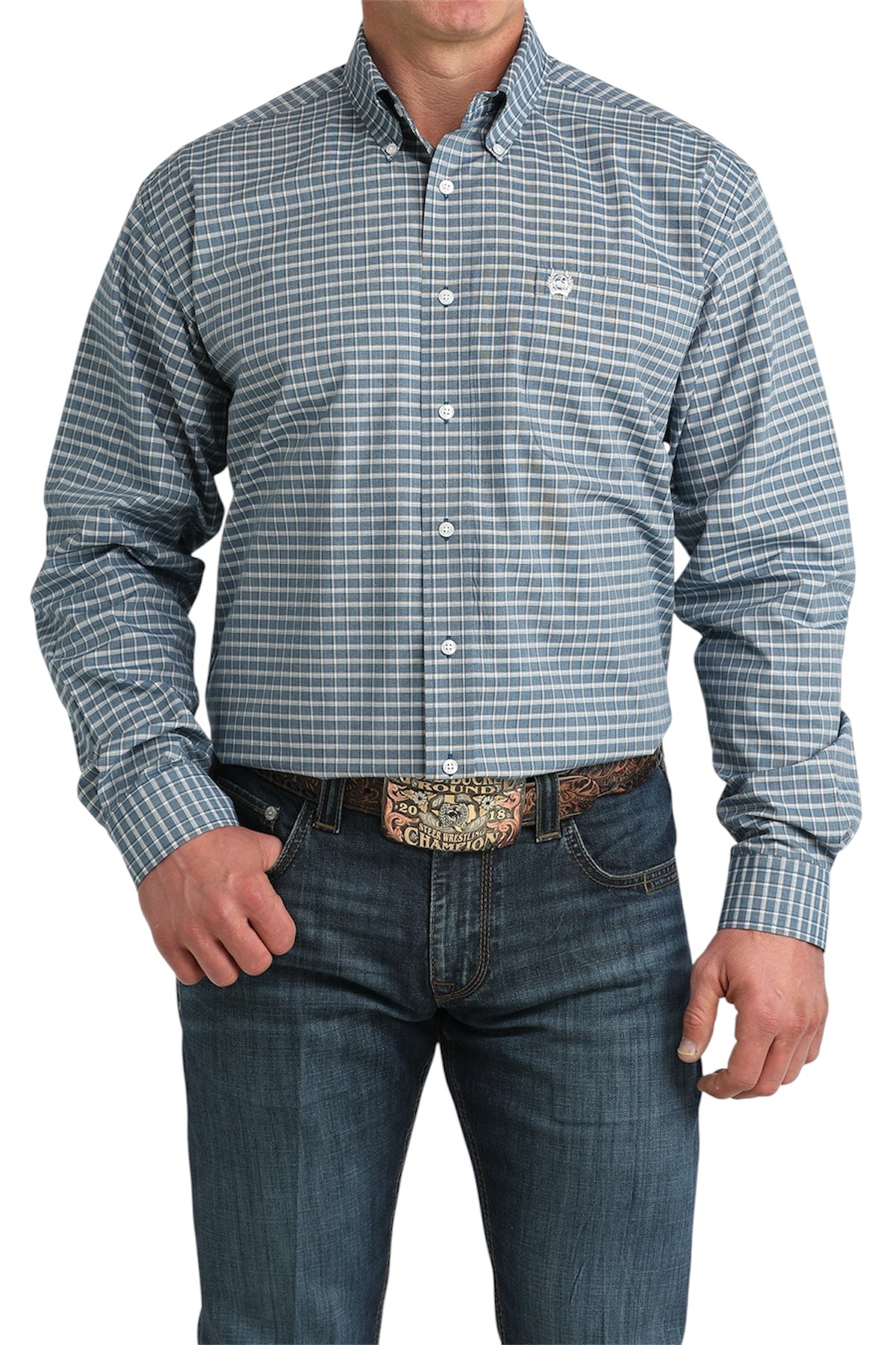 Men’s Cinch Blue Plaid Western Shirt