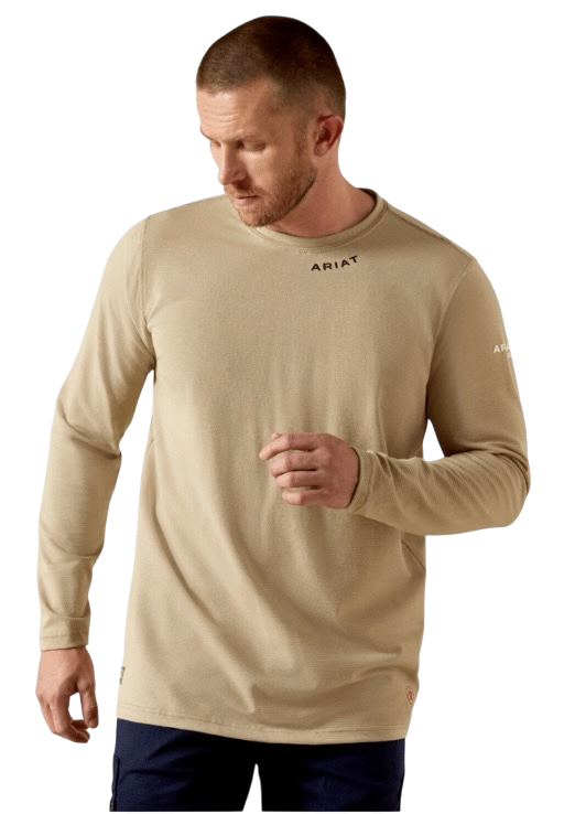 Men's Ariat FR Baselayer Long Sleeve T-Shirt Khaki