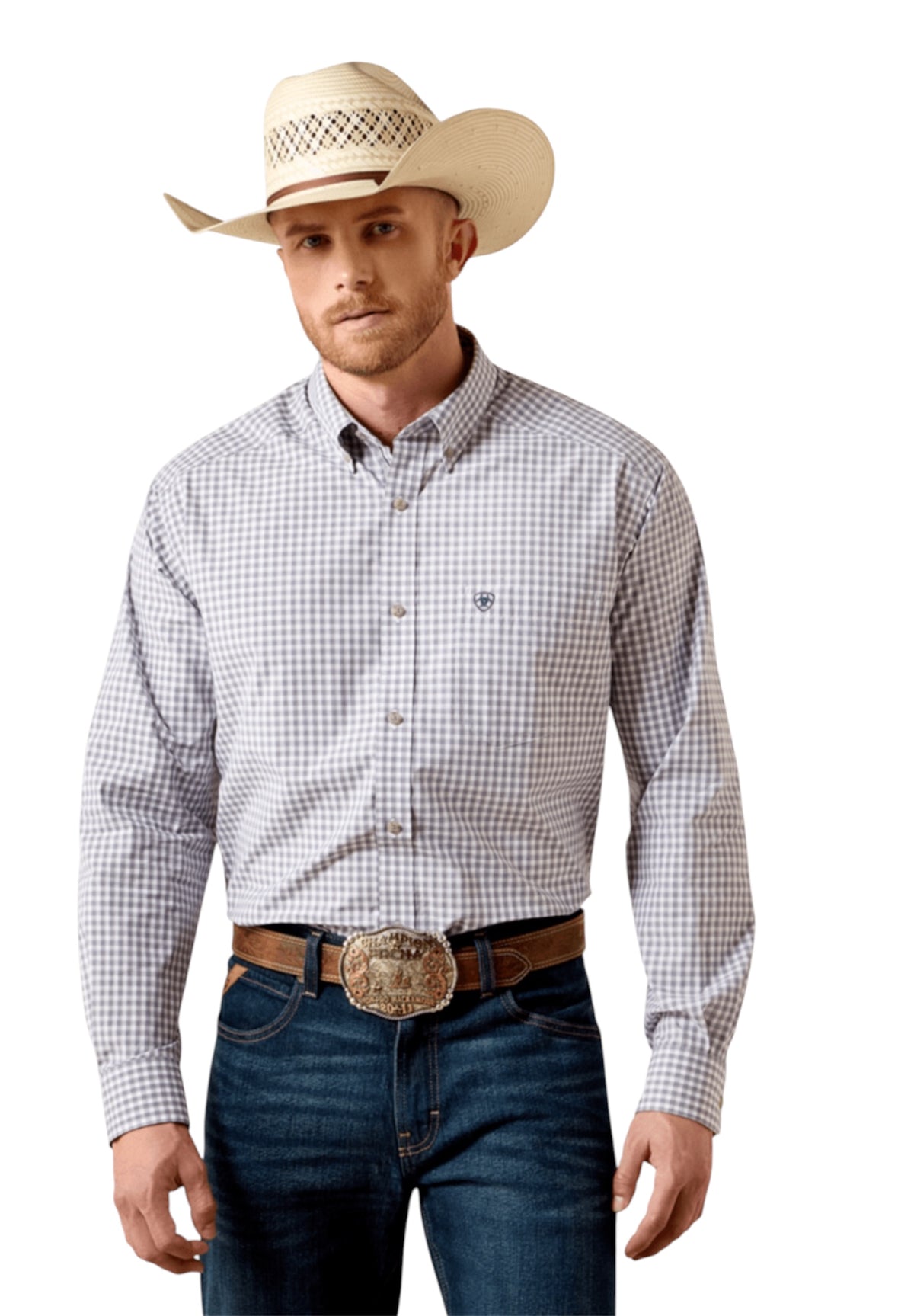 Men's Ariat Pro Series Sleet Grey Plaid Shirt