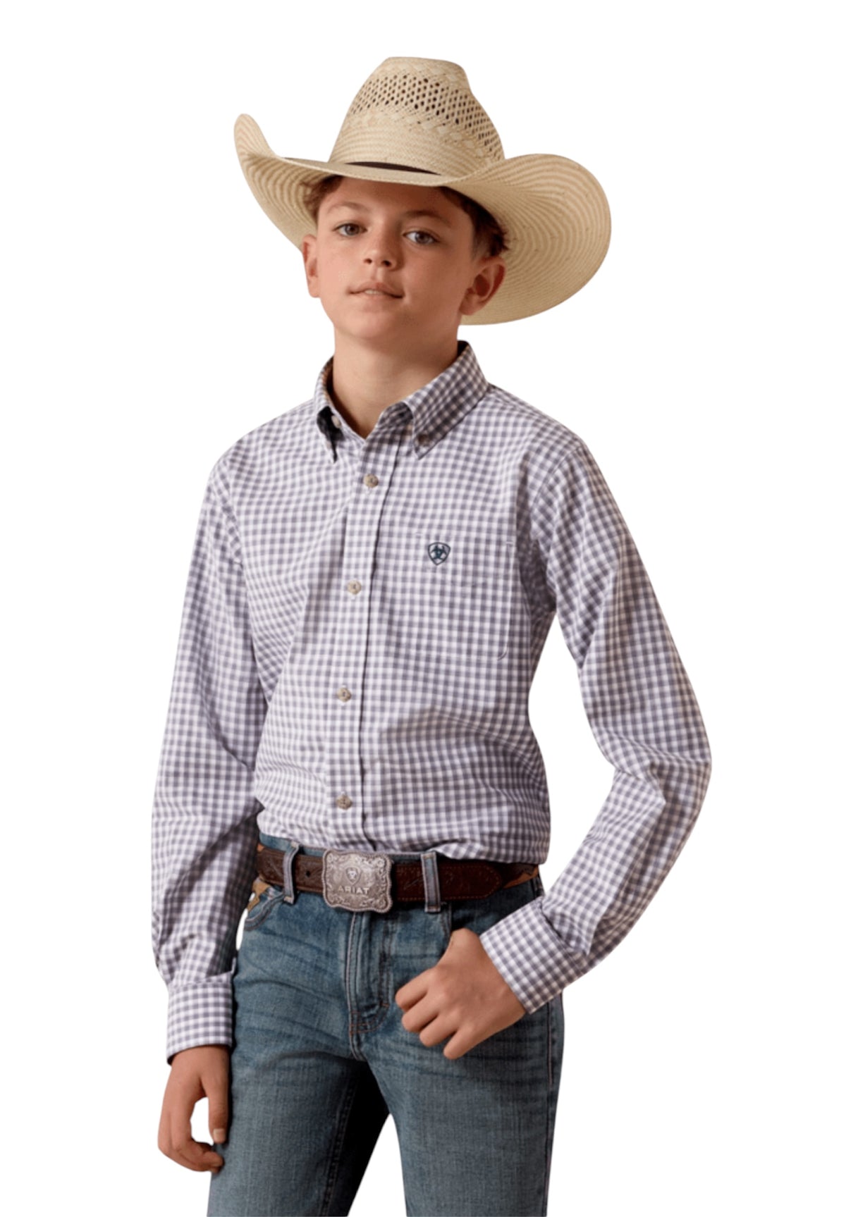 Boy’s Ariat Pro Series Grey Plaid Shirt