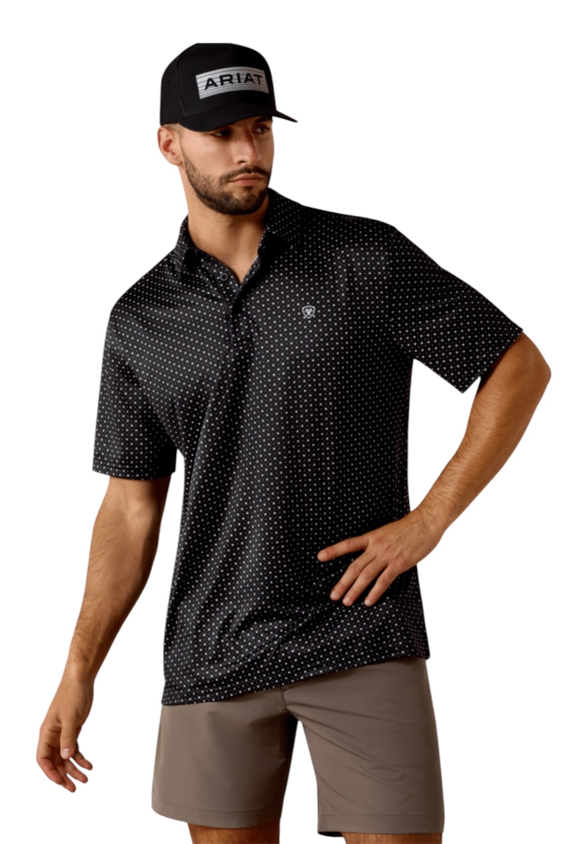 Men’s Ariat Black Star Print Polo
