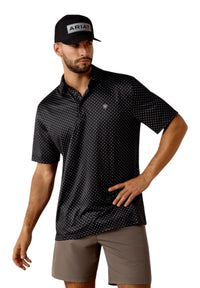 Men’s Ariat Black Star Print Polo