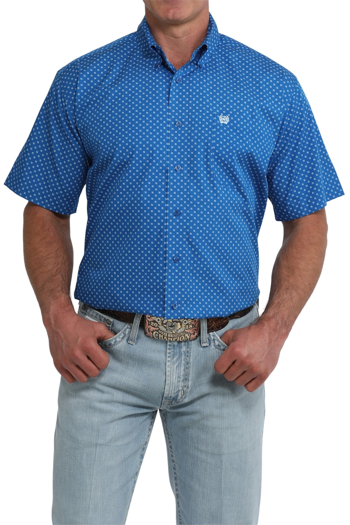 Men’s Cinch Royal Print Short Sleeve Shirt