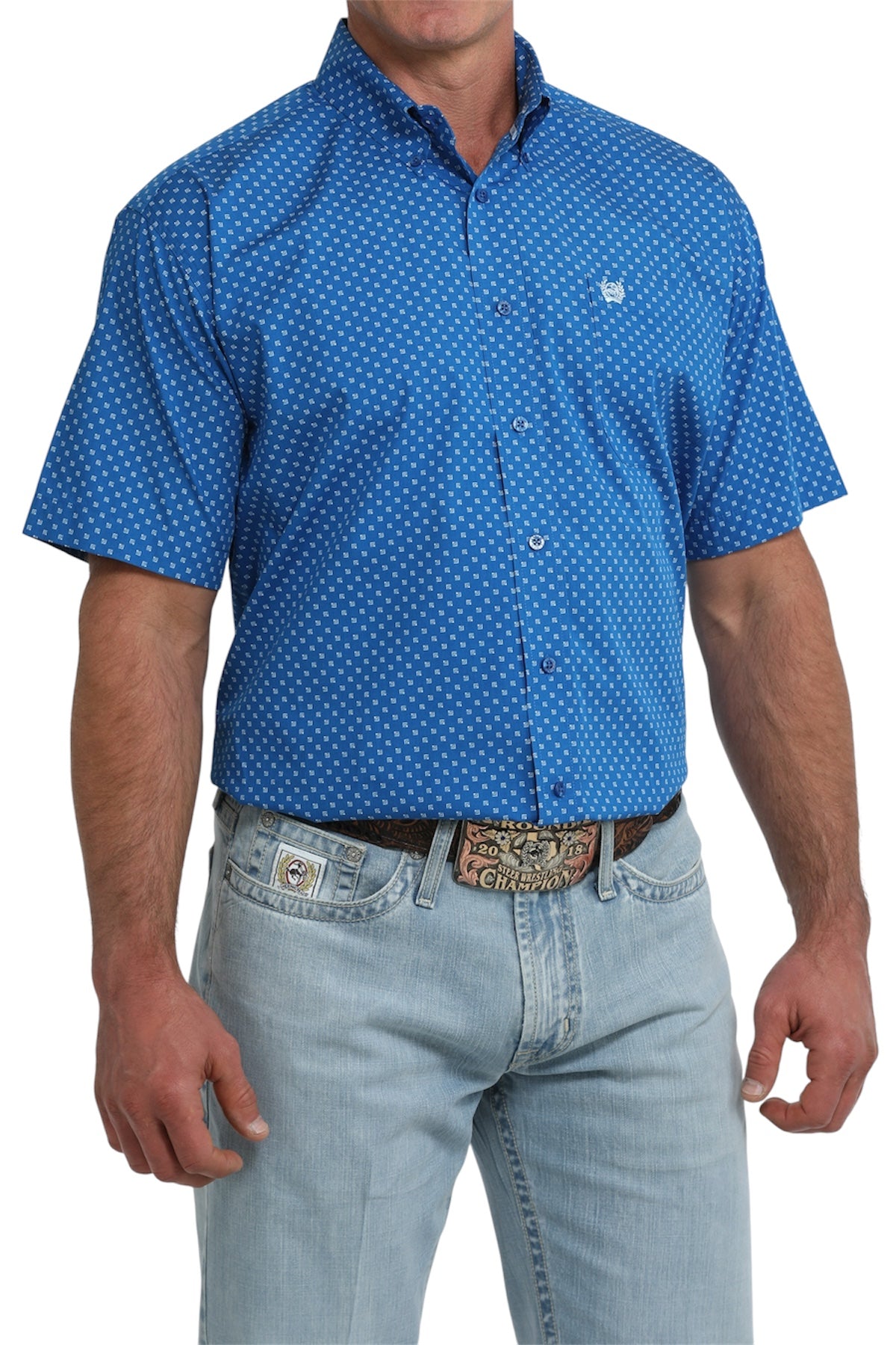 Men’s Cinch Royal Print Short Sleeve Shirt