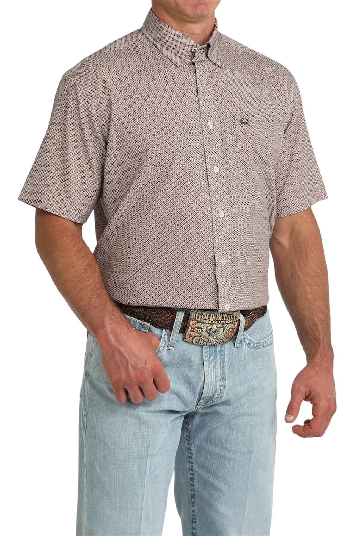 Men’s Cinch Arenaflex Brown Patter Short Sleeve Shirt