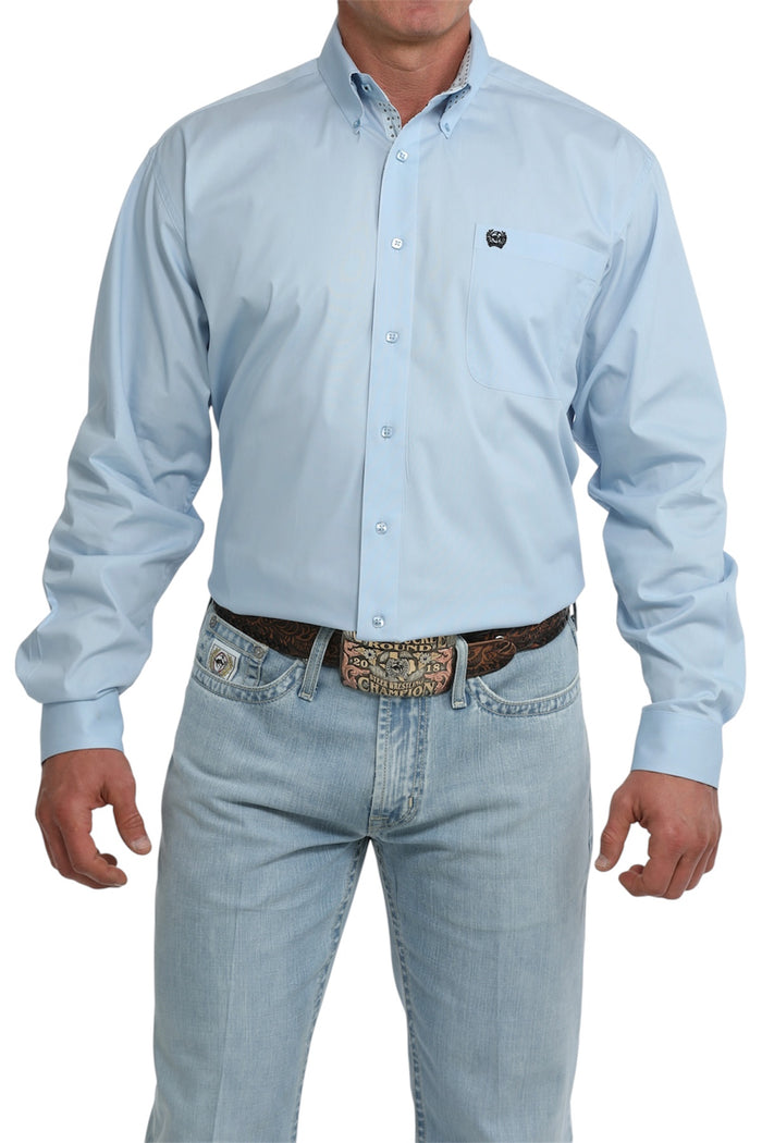 Men’s Cinch Solid Blue Long Sleeve Shirt