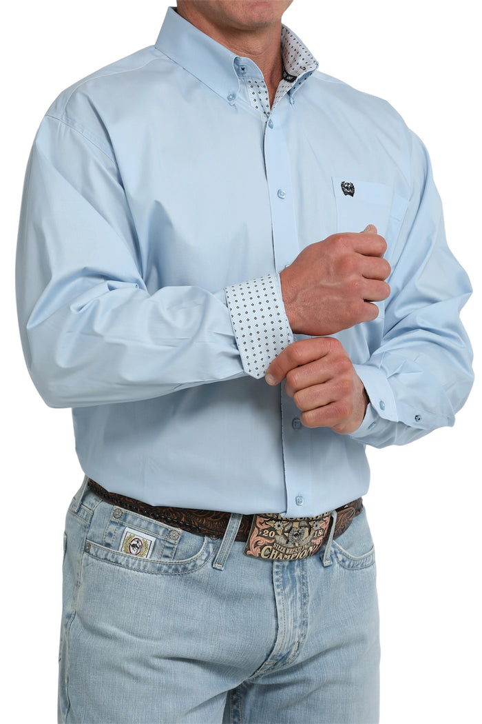 Men’s Cinch Solid Blue Long Sleeve Shirt