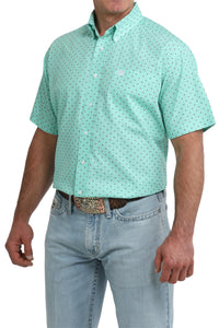 Men’s Cinch Turquoise Pattern Short Sleeve Shirt