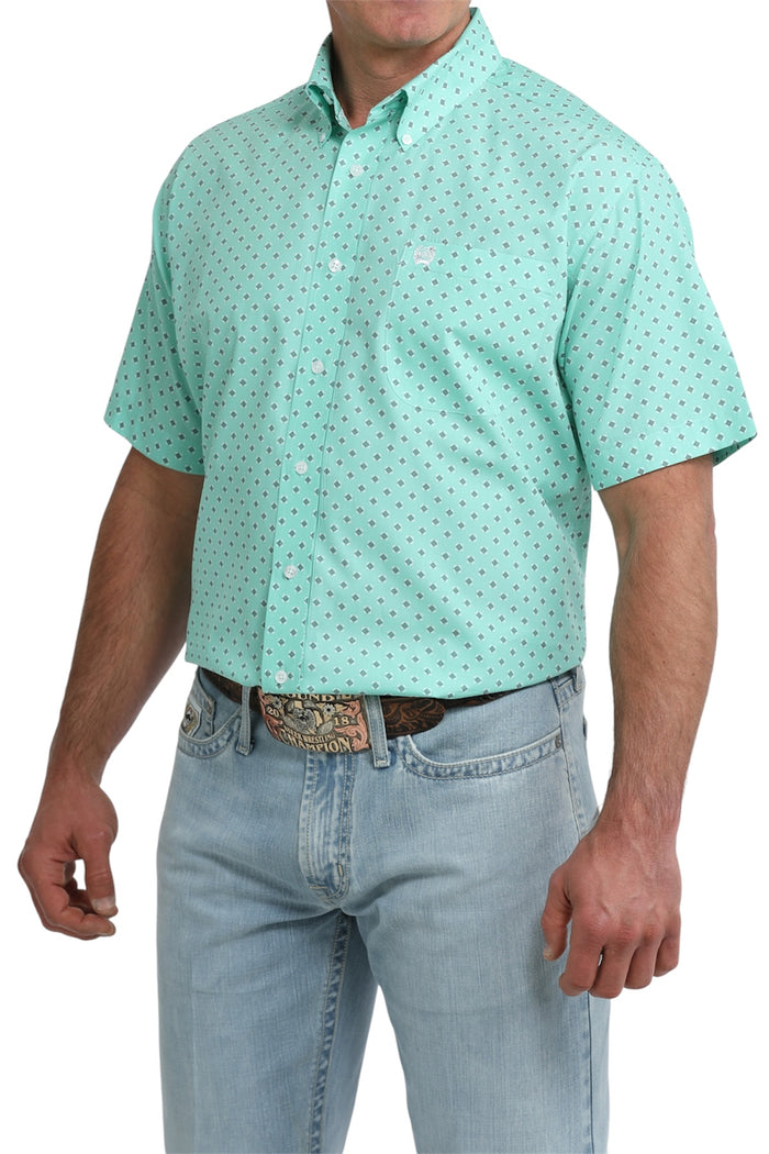 Men’s Cinch Turquoise Pattern Short Sleeve Shirt