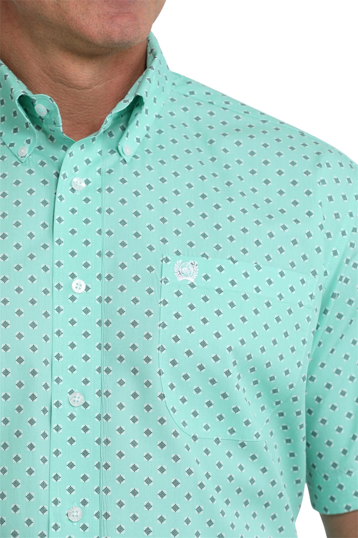 Men’s Cinch Turquoise Pattern Short Sleeve Shirt