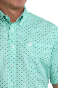Men’s Cinch Turquoise Pattern Short Sleeve Shirt