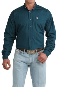 Men’s Cinch Solid Teal Long Sleeve Shirt