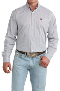 Men’s Cinch White Stripe Long Sleeve Shirt