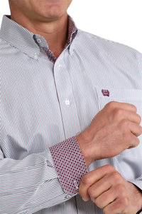 Men’s Cinch White Stripe Long Sleeve Shirt