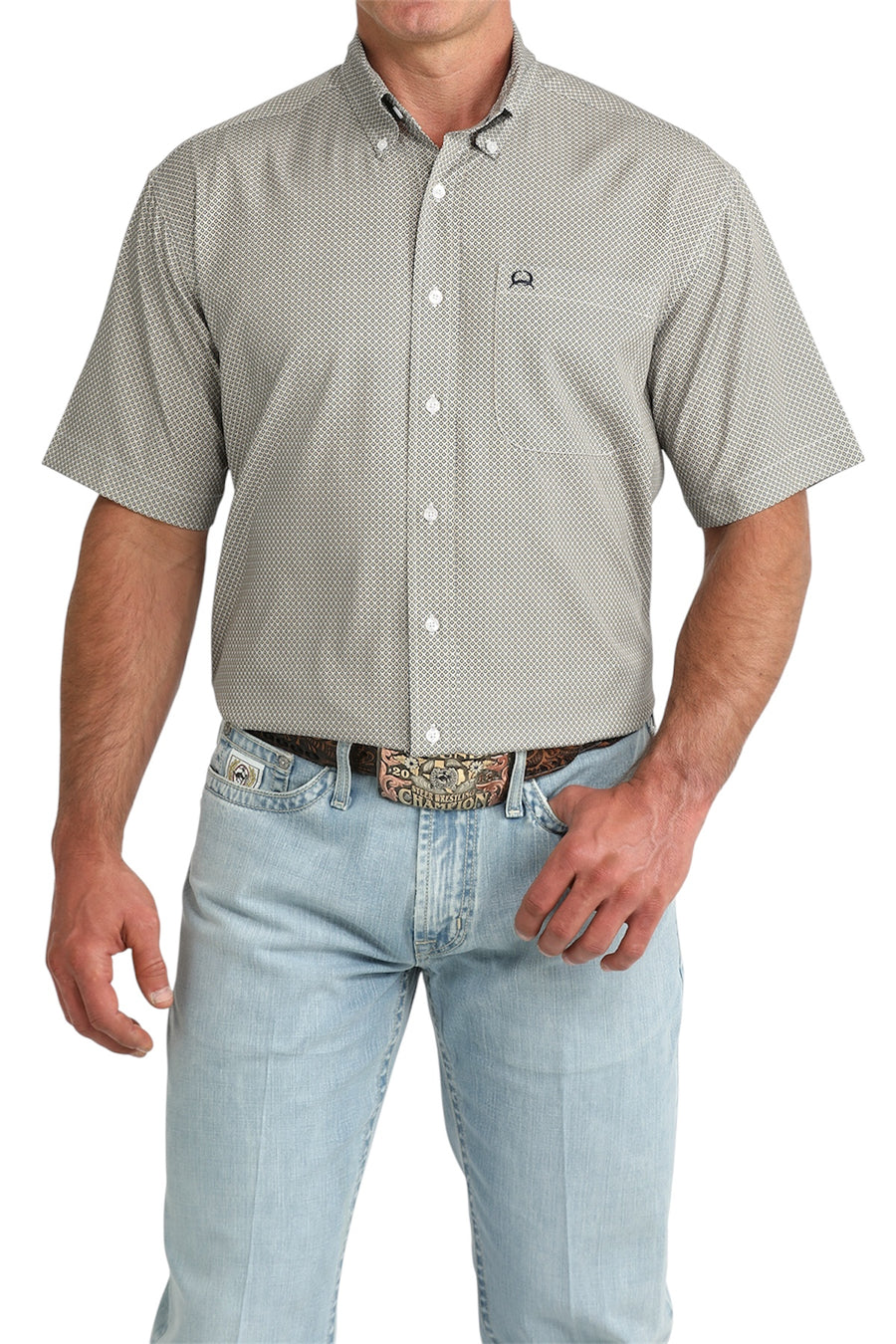 Men’s Cinch Arenaflex Tan/Navy Short Sleeve Shirt