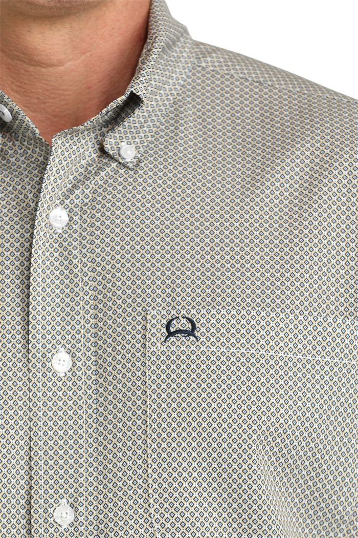Men’s Cinch Arenaflex Tan/Navy Short Sleeve Shirt