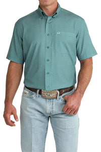 Men’s Cinch Arenaflex Teal Print Short Sleeve Shirt
