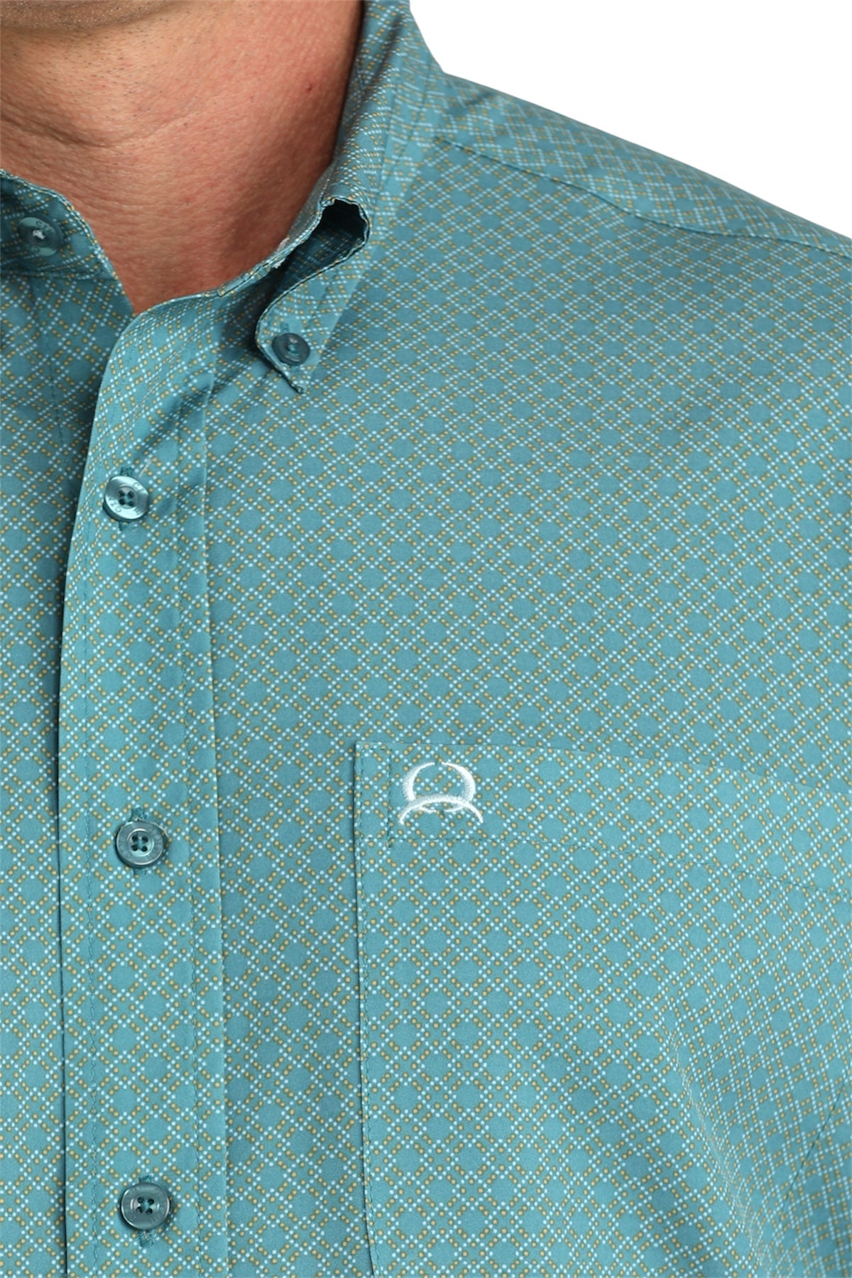Men’s Cinch Arenaflex Teal Print Short Sleeve Shirt