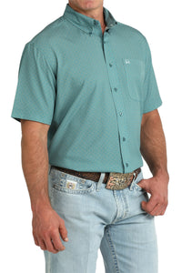 Men’s Cinch Arenaflex Teal Print Short Sleeve Shirt