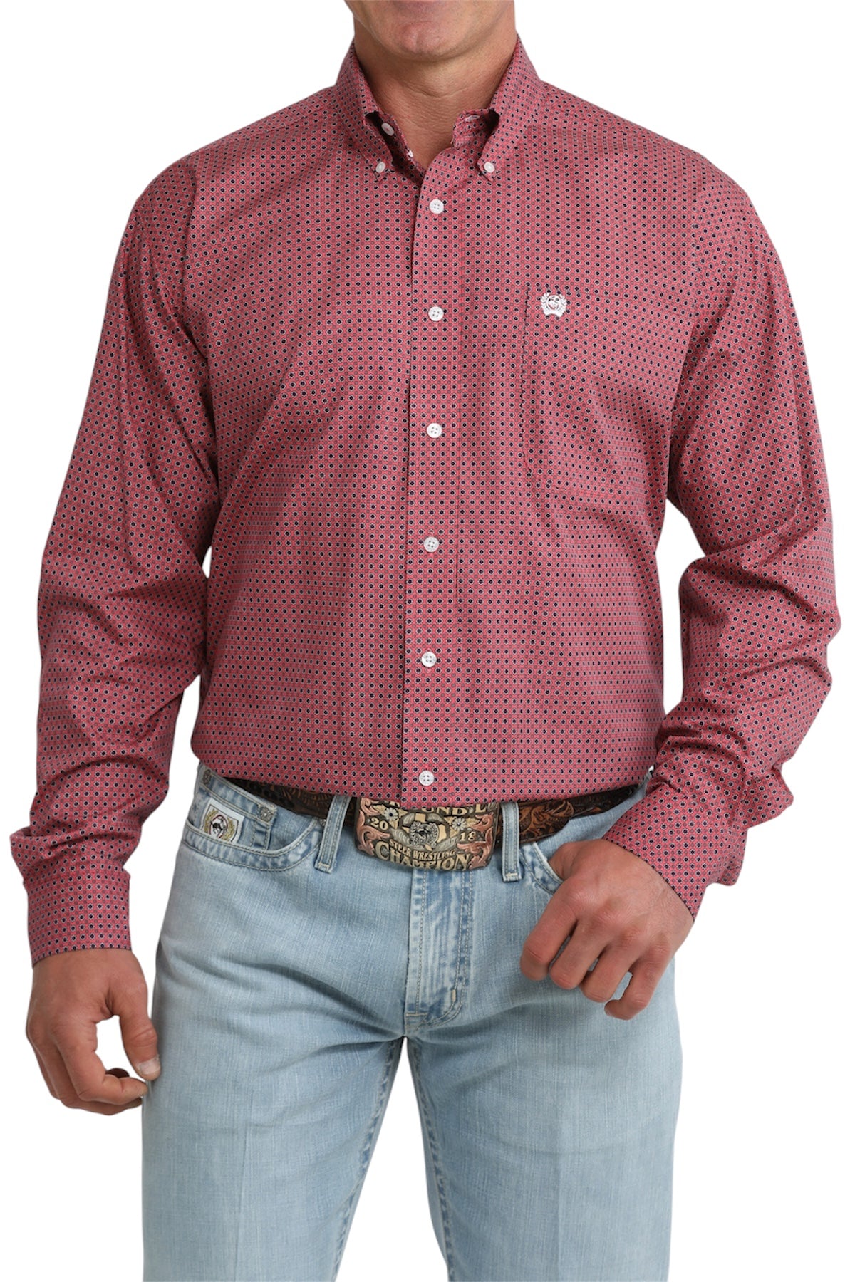 Men’s Cinch Red Pattern Shirt