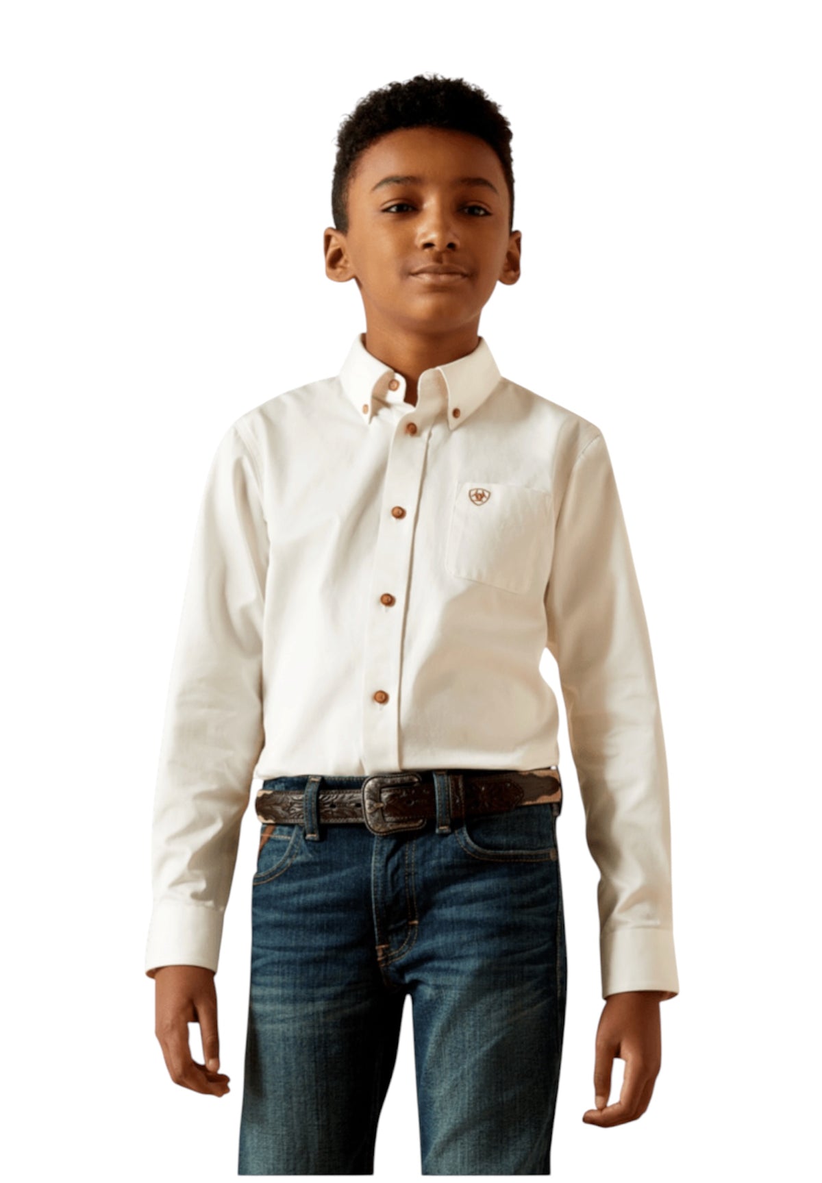 Boy’s Ariat Solid White Button Down Shirt