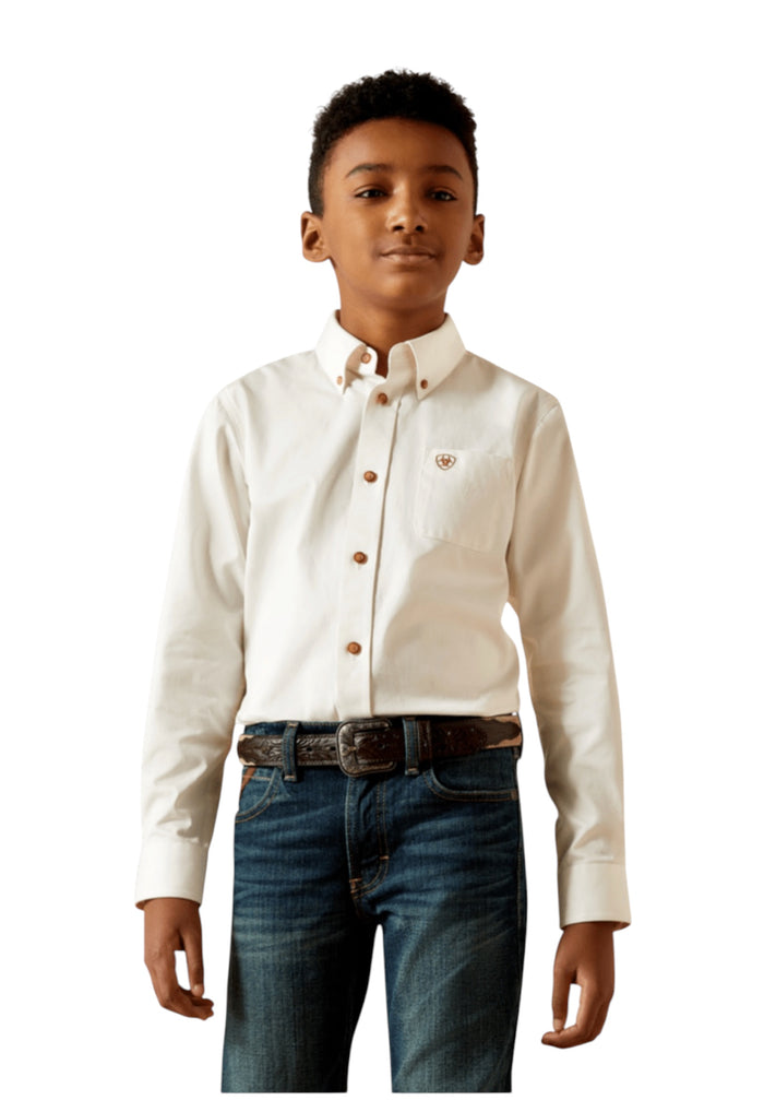 Boy’s Ariat Solid White Button Down Shirt