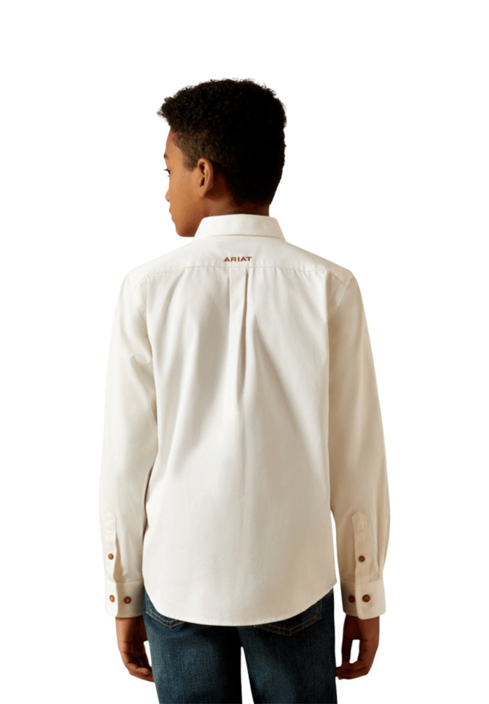 Boy’s Ariat Solid White Button Down Shirt