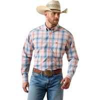 Men’s Ariat Pro Series White/Blue Plaid Shirt