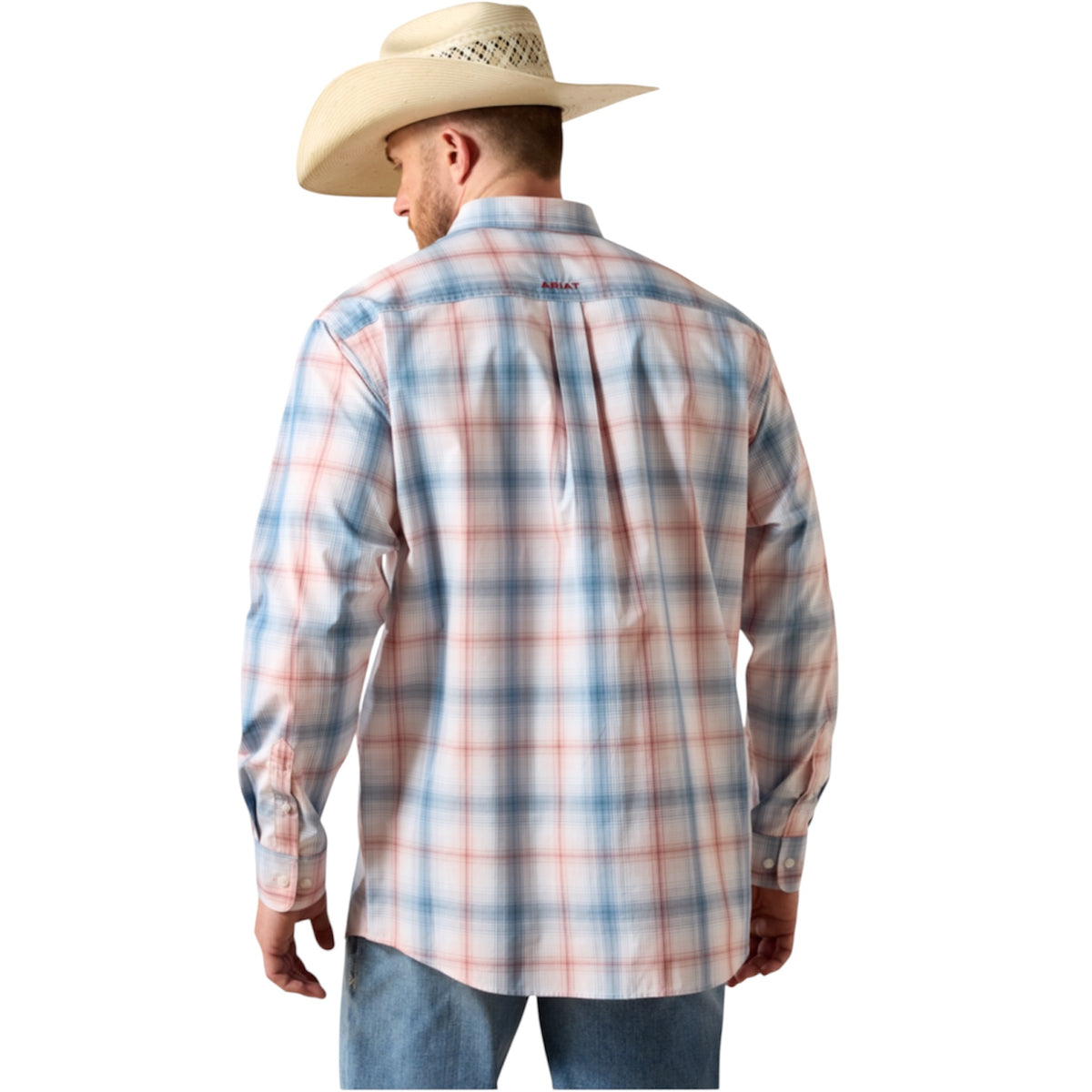 Men’s Ariat Pro Series White/Blue Plaid Shirt