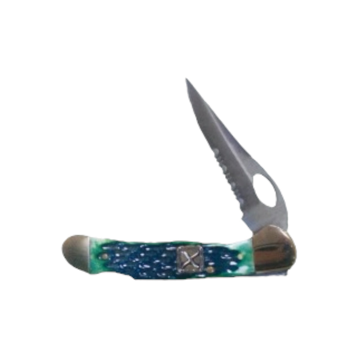Twisted X Knife, 3 3/4" Closed, Green Bone, Serrated