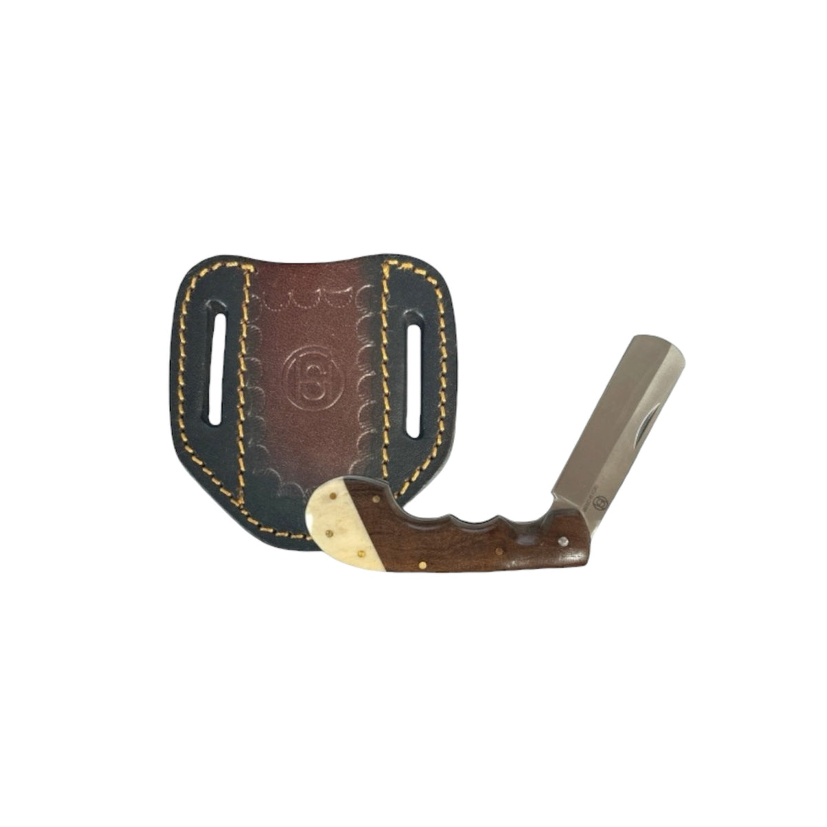 Circle SH Knife, Folding bull cutter, Wood/bone handle, 4" closed