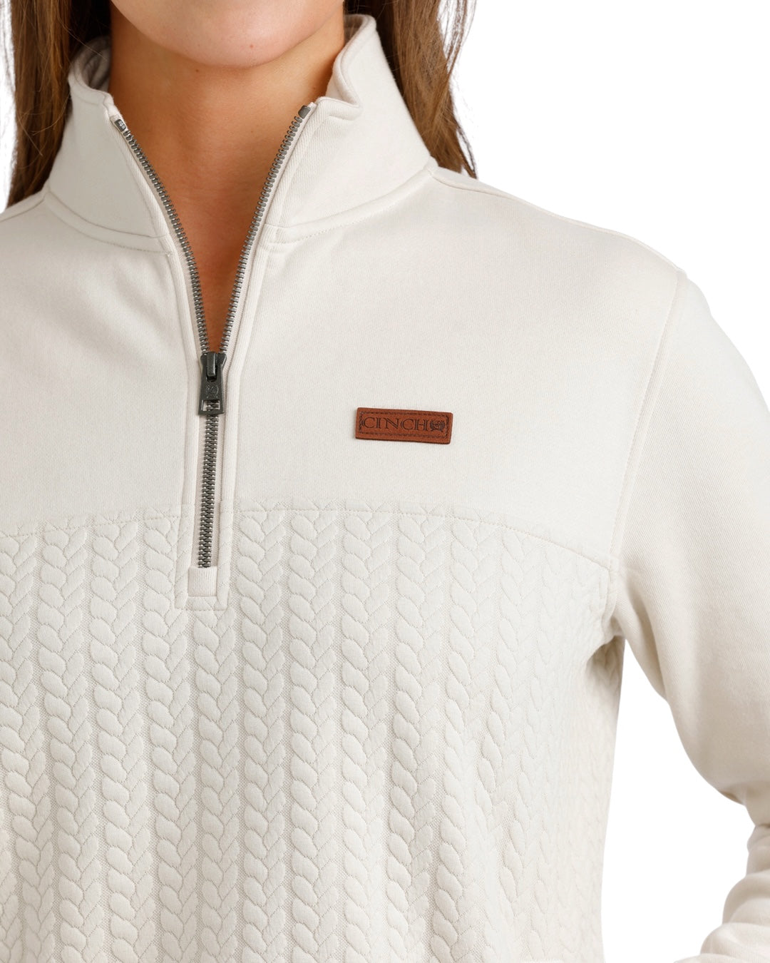 Ladies Cinch Cream 3/4 Zip