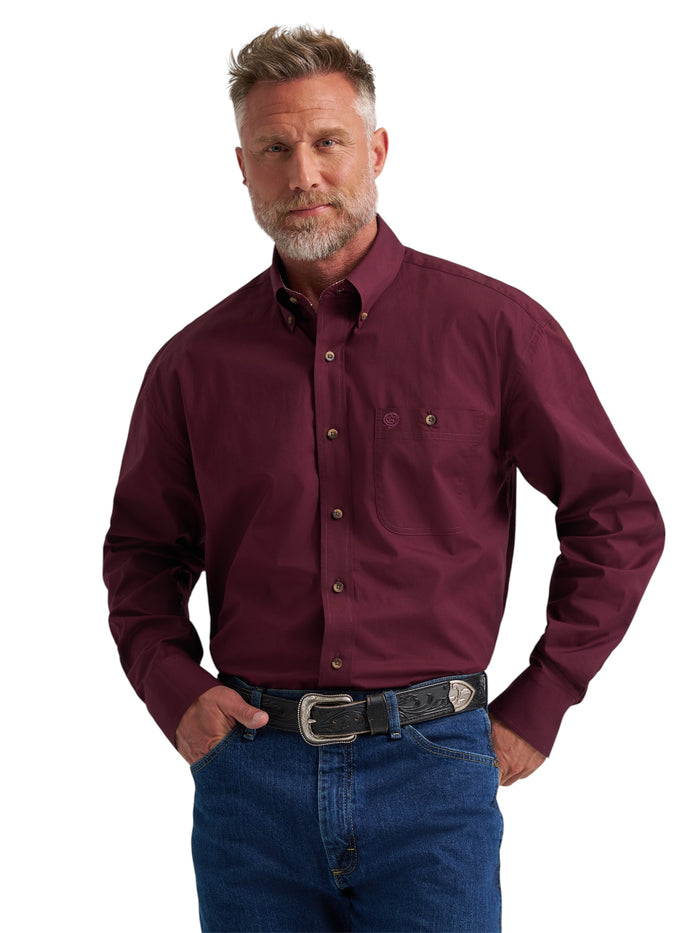 Men's Wrangler Solid Burgundy Shirt