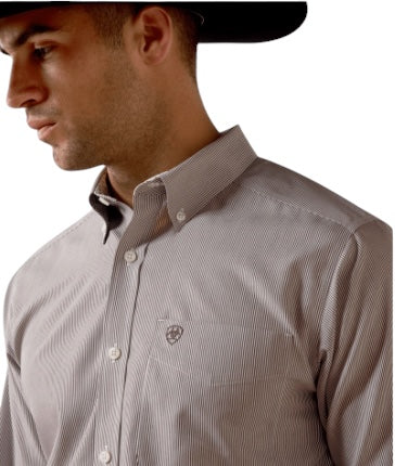 Men's Ariat Coffee Bean Mini Stripe Shirt