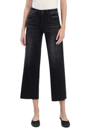 Ladies High Rise Slim Wide Black Denim Jean