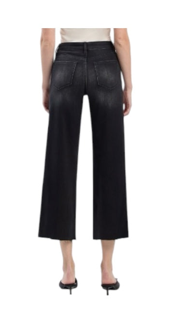 Ladies High Rise Slim Wide Black Denim Jean